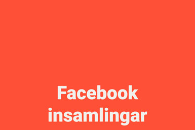 Röd ruta med texten Facebookinsamlingar i ljusgrått.