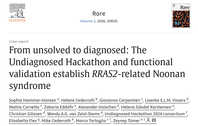 Publication in RARE, Volume 5, 2026: From unsolved to diagnosed — The Undiagnosed Hackathon and functional validation establish RRAS2-related Noonan syndrome
