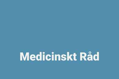 Blå bakgrund med texten: Medicinskt Råd