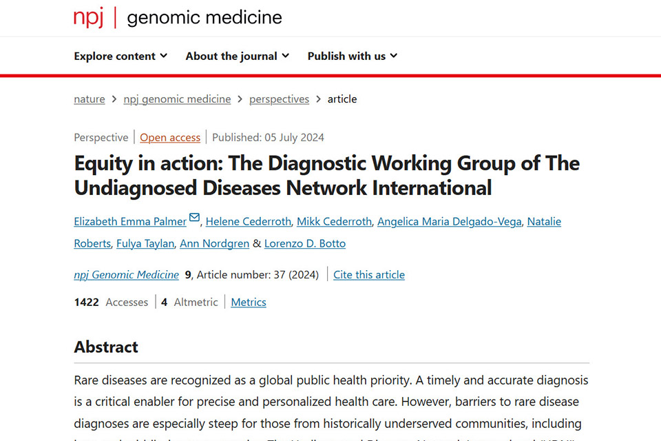 Equity in action: The Diagnostic Working Group of The Undiagnosed Diseases Network International