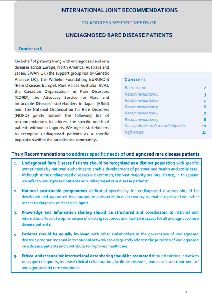 Foto med länk till International joint recommendations to address specific needs of undiagnosed rare disease patients